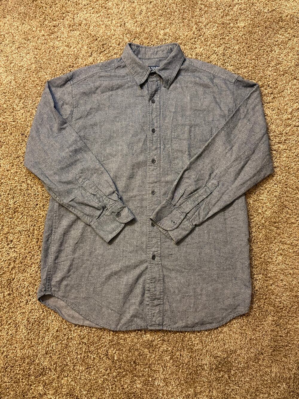 Vintage Chaps Ralph Lauren Long Sleeve Button Up Shirt Mens Size Medium Gray